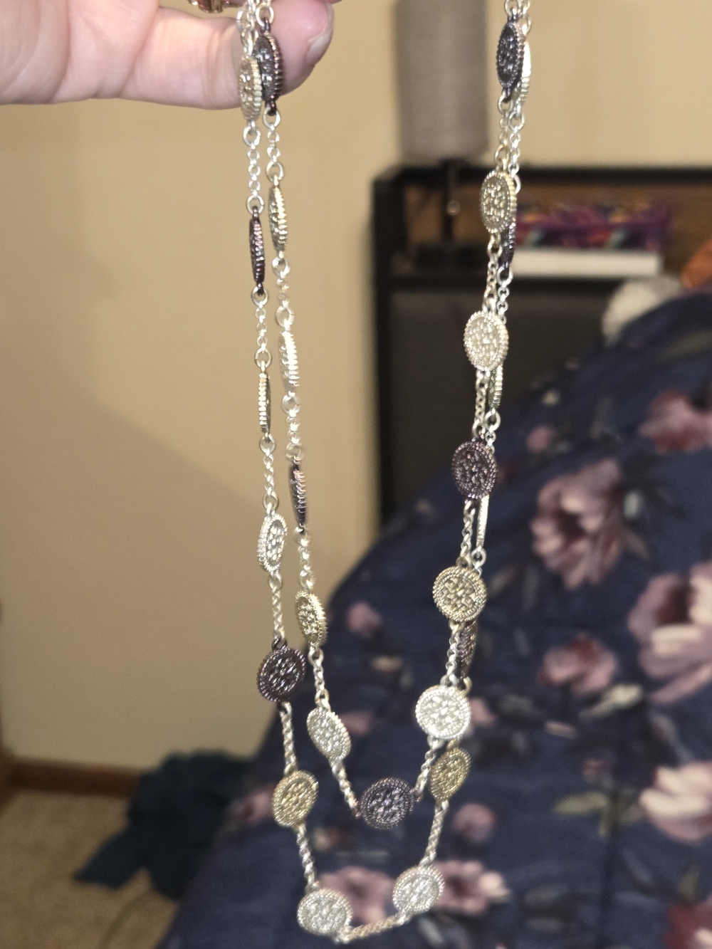 Multi-Tone Coin Link Necklace - Women's Jewelry
